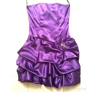 Purple jeweled  strapless mini dress